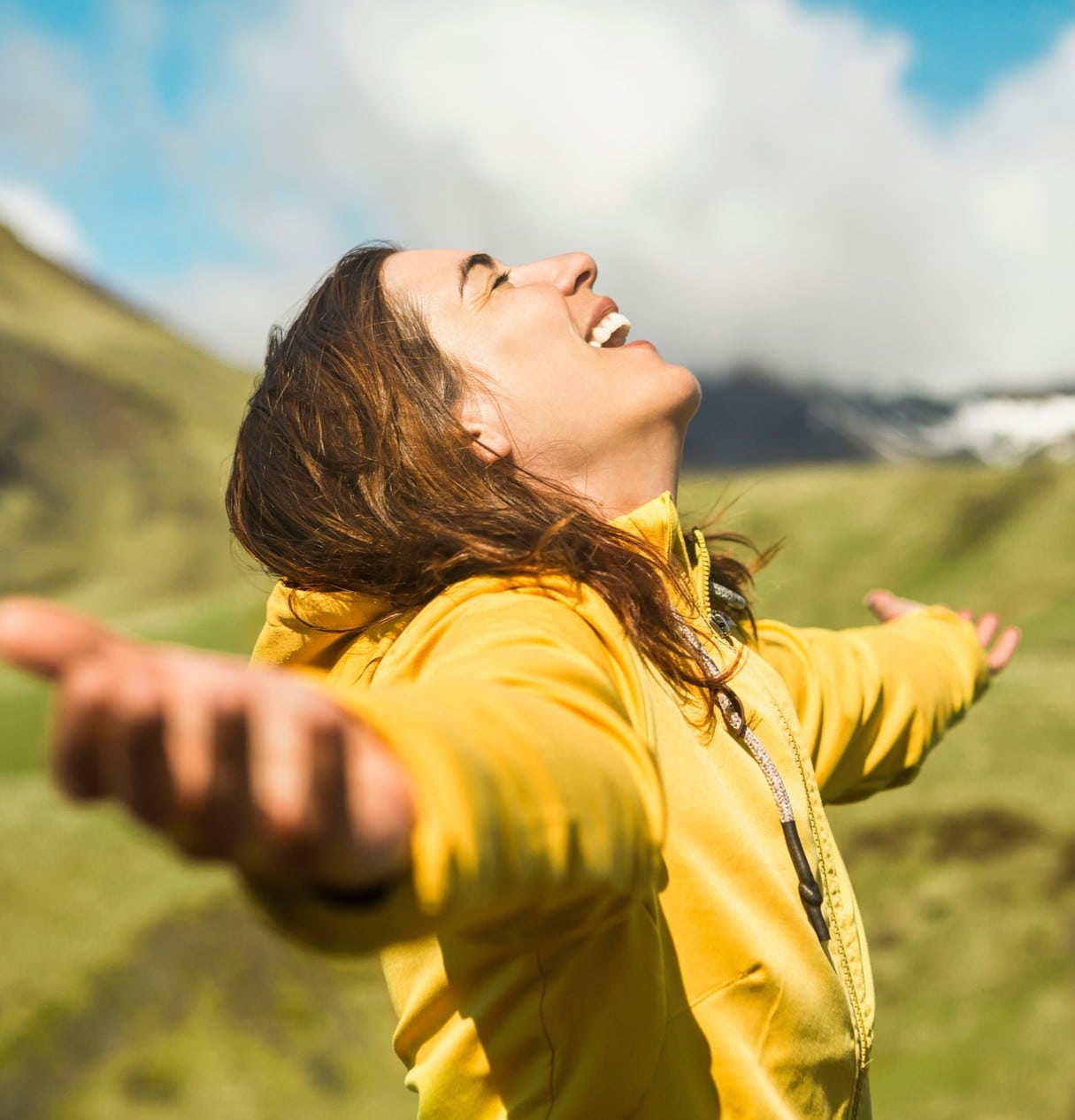 Woman hiking with joy after regenerative medicine in Charlotte NC