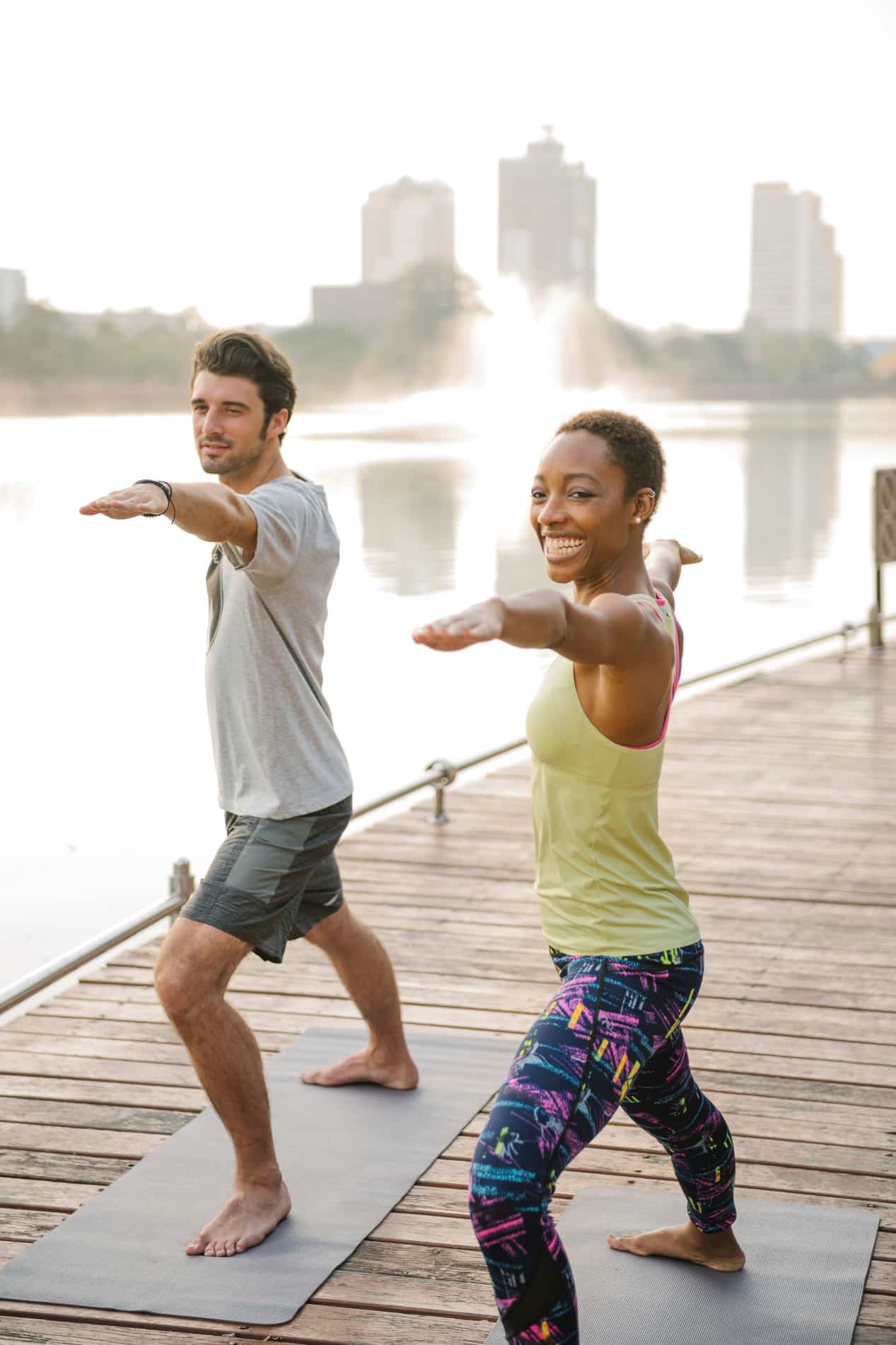 Couple does yoga after regenerative healing with ozone therapy in CHarlotte NC
